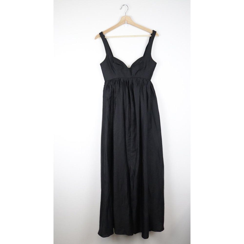 NWT Acler Sandgate Sleeveless A-Line Midi Dress Black Linen Lace Up Back 4 - Picture 2 of 12